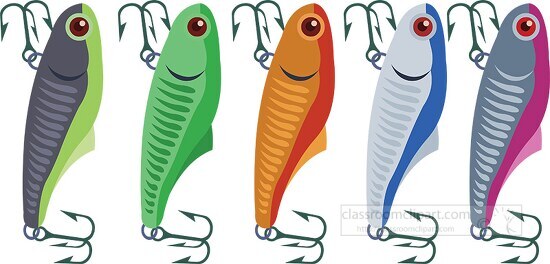 Fishing Clipart-colourful fishing lures floating flies clipart