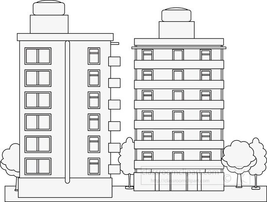 condominium building clipart 123 outline black