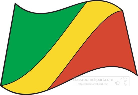 Congo Rep flag flat design wavy clipart