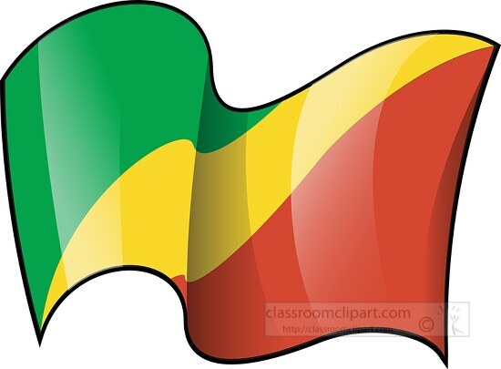 Congo Rep wavy country flag clipart
