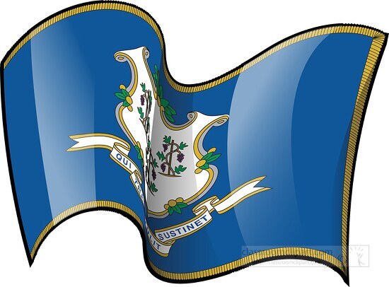 connecticut state flag waving clipart