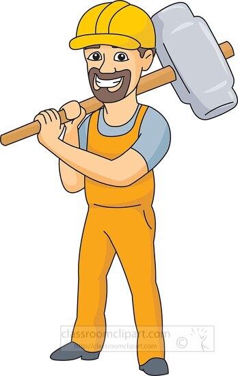 construction worker with club or lump hammer clipart