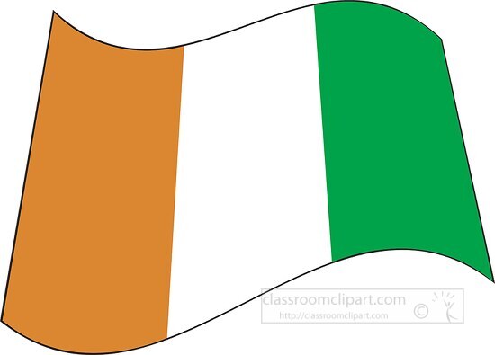 Cote  d Ivoire flag flat design wavy clipart