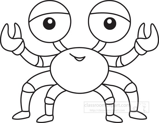 crab cartoon clipart black white outline