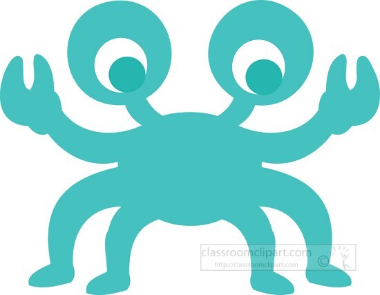 crab cartoon with eyes clipart blue silhouette