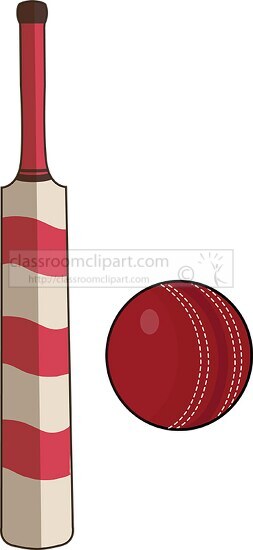 cricket bat and red ball clipart