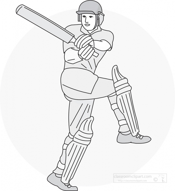 cricket player clipart black and white