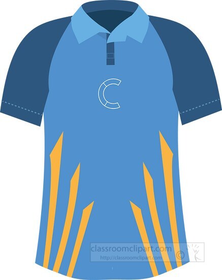 cricket sports blue shirt clipart