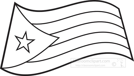 Cuba wavy flag black outline clipart