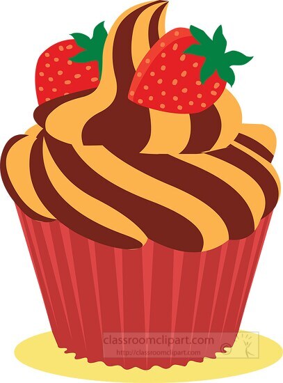 cup cake with straberry on top clipart