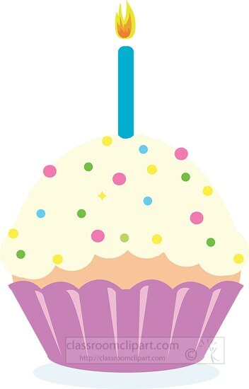 cupcake with speckles and candle