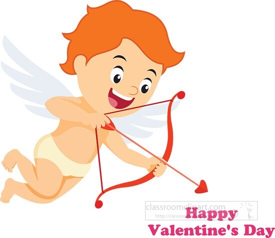 cupid with bow and arrow aiming valentines day clipart
