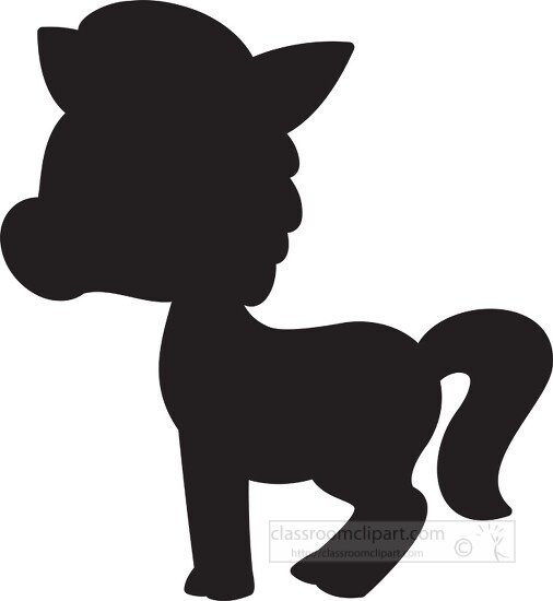 cute baby horse cartoon character silhouette