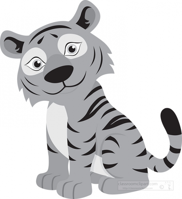 cute baby tiger sitting gray color 2