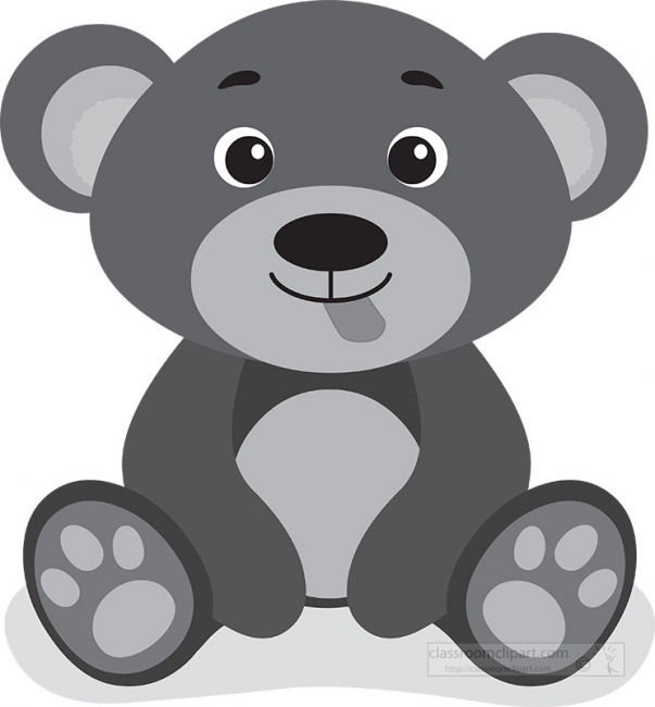 cute brown baby bear with tongue out gray color
