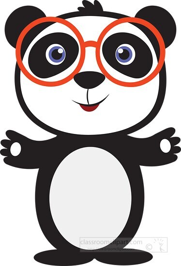cute cartoon panda wearing glasses clipart