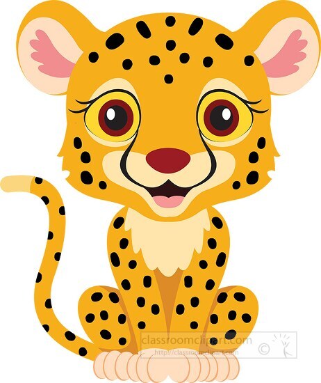 Cheetah Clipart-cute cartoon smiling baby cheetah clipart