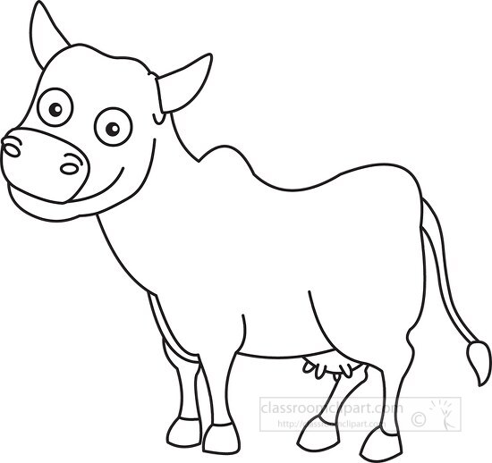 cute cow outline black white clipart