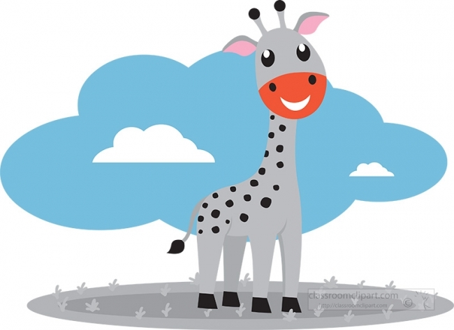 cute giraffe animal educational clip art graphic gray color
