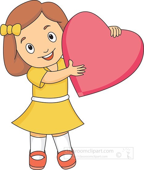 cute girl holding a large pink heart