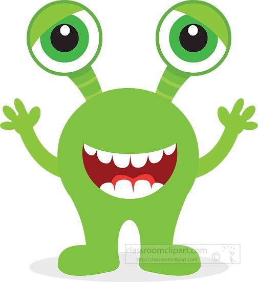 cute green monster clipart