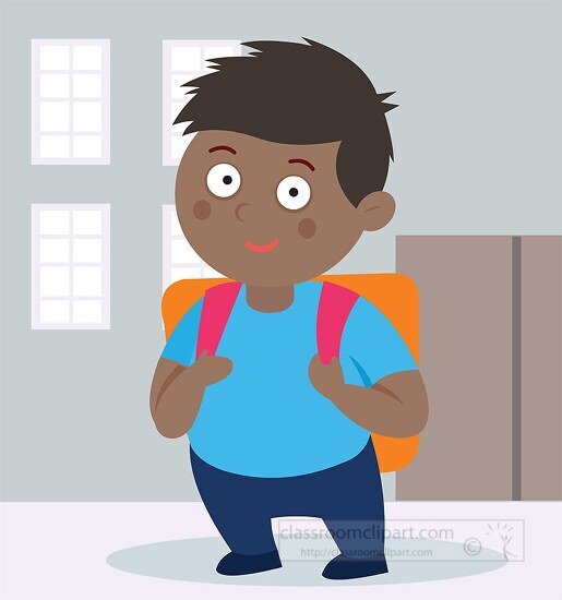 cute happy student at school clipart
