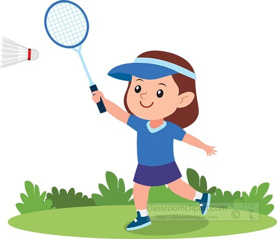 Badminton Clipart-cute little girl playing badminton clipart