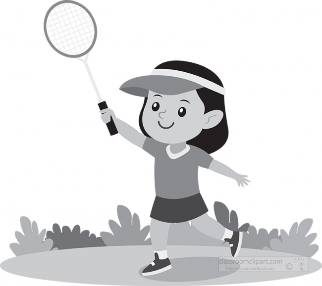 cute little girl playing badminton gray color