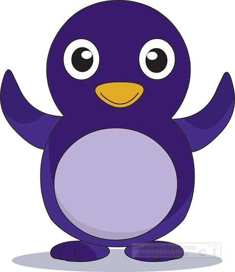cute purple penguin animal clipart