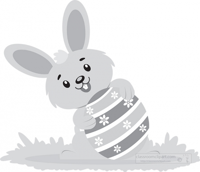 cute rabbit with easter egg gray color