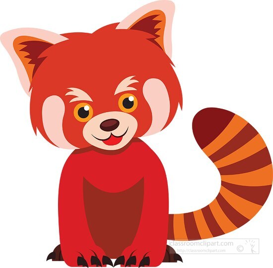 cute small baby red panda animal clipart