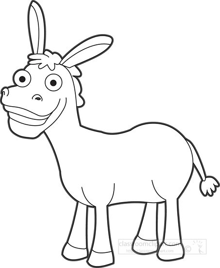 cute smiling donkey black outline clipart