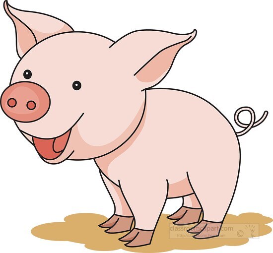 cute smiling pink pig clipart