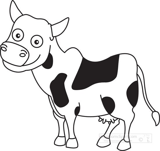 cute spotted cow black outline clipart