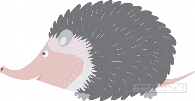 cute-cartoon-style-hedgehog-animal-side-view-gray color-image