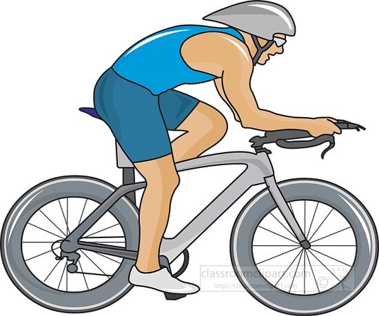cyclist with helmet riding bike clipart