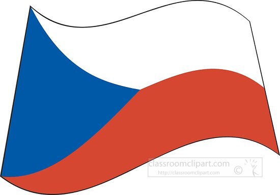 Czech Republic  flag flat design wavy clipart