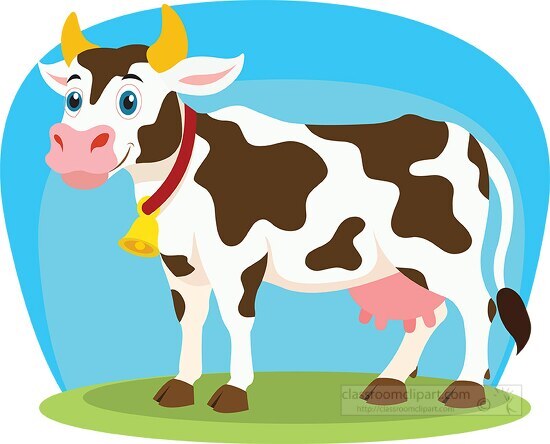 dairy cow with gold bell clipart