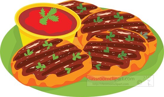 delicious barbecue with red sauce food clipart