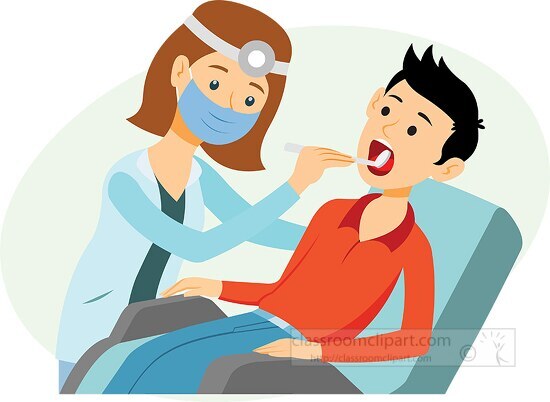 dentist checking teeth of a patient medical clipart