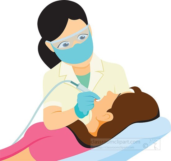 dentist cleaning pateints teeth clipart
