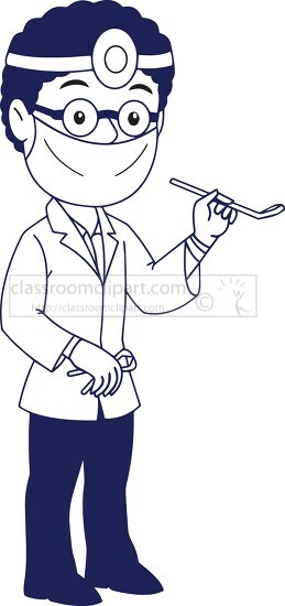 dentist holding tool in his hand clipart