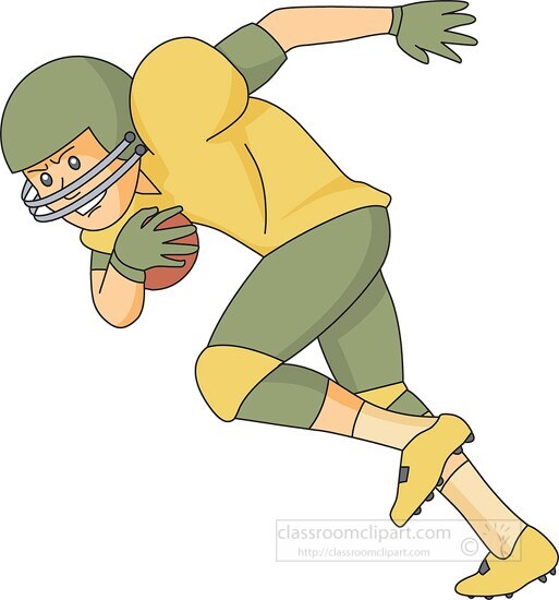 determined player running with football clipart