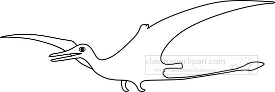 dinosaur side view wing span black outlie clipart