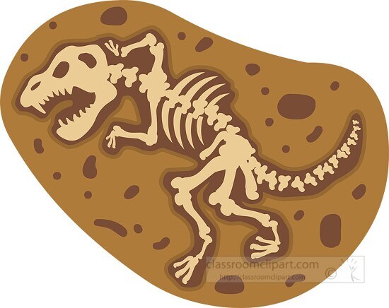 dinosaur skeleton in mud clipart