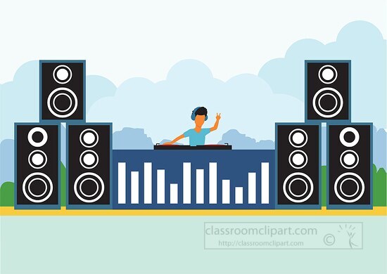 dj with music system big speakers clipart 2