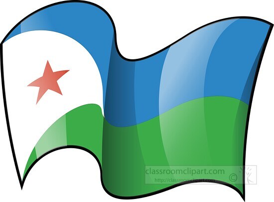 Djibouti wavy country flag clipart