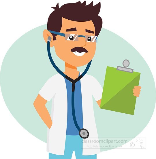 doctor with writing pad medical clipart