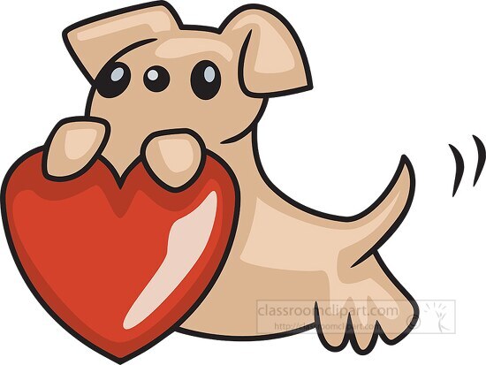 dog holding heart in paws clipart