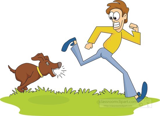 dog running after man